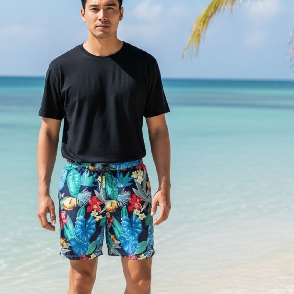 Tommy Hilfiger tropical print swim trunks